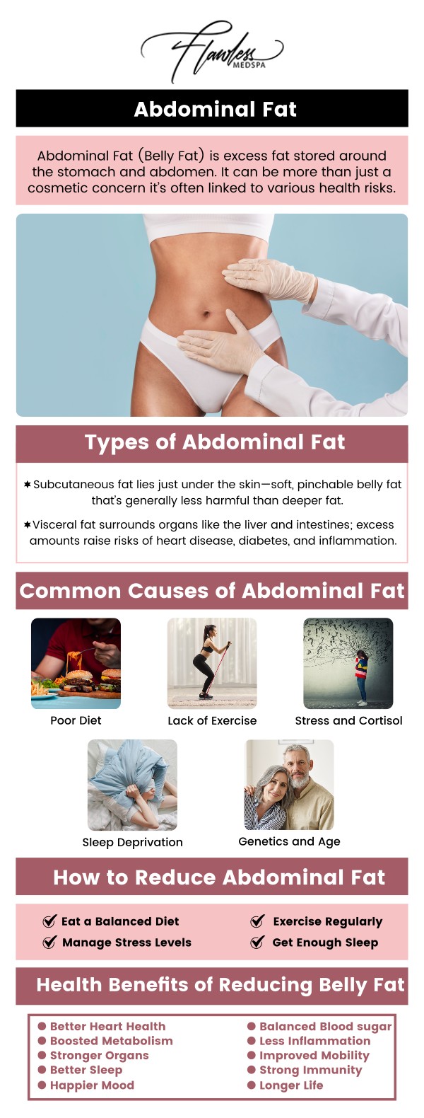 Common questions asked by clients: What does abdominal fat reduction involve? Who is a good candidate for abdominal fat reduction? What types of treatments are used for abdominal fat reduction? How many sessions will I need for abdominal fat reduction and when will I see results?
Abdominal fat reduction treatments, offered by Melanie Speed, APRN, NP-C, CANS, at Flawless MedSpa & The Beverly Hills MedSpa, target stubborn fat in the abdomen. Using advanced, non-invasive technologies, these treatments contour the belly area. Achieve a more sculpted, toned appearance with minimal downtime. For more information, please contact us or schedule an appointment online. We have convenient locations to serve you in Las Vegas, NV and Beverly Hills, CA. We serve clients from Las Vegas NV, Summerlin South NV, Paradise NV, Winchester NV, Beverly Hills CA, Los Angeles CA, Santa Monica CA, Burbank CA, and surrounding areas.